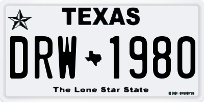 TX license plate DRW1980