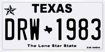 TX license plate DRW1983