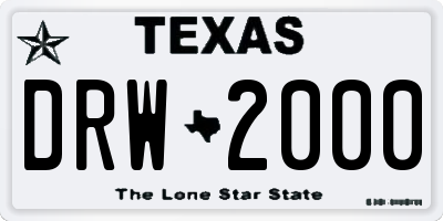 TX license plate DRW2000