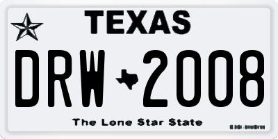 TX license plate DRW2008
