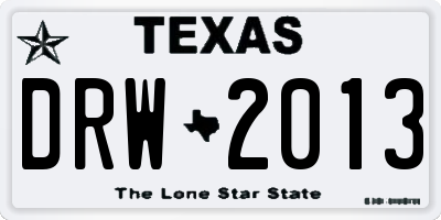 TX license plate DRW2013