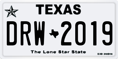 TX license plate DRW2019