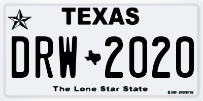 TX license plate DRW2020