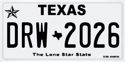 TX license plate DRW2026