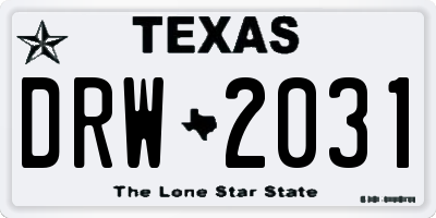 TX license plate DRW2031