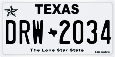 TX license plate DRW2034