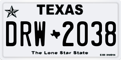 TX license plate DRW2038