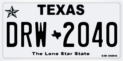 TX license plate DRW2040
