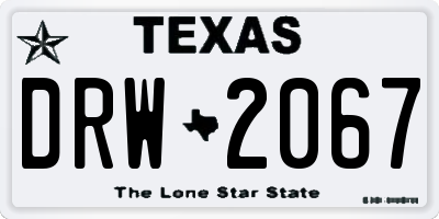 TX license plate DRW2067