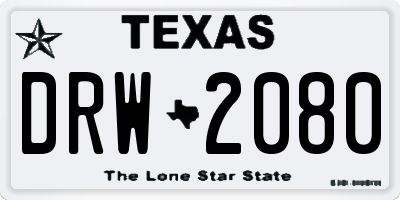 TX license plate DRW2080