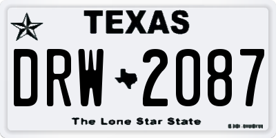 TX license plate DRW2087
