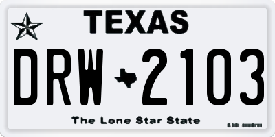 TX license plate DRW2103