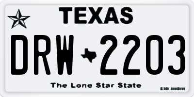 TX license plate DRW2203