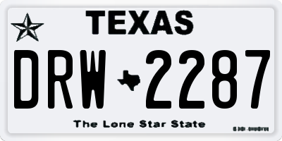 TX license plate DRW2287