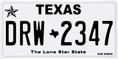 TX license plate DRW2347