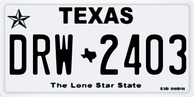 TX license plate DRW2403