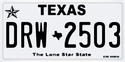 TX license plate DRW2503
