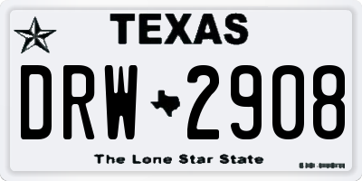 TX license plate DRW2908
