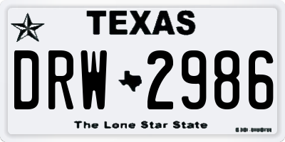 TX license plate DRW2986
