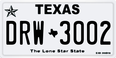 TX license plate DRW3002