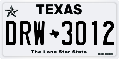TX license plate DRW3012