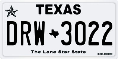 TX license plate DRW3022