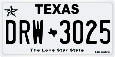 TX license plate DRW3025