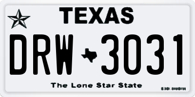 TX license plate DRW3031