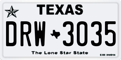 TX license plate DRW3035