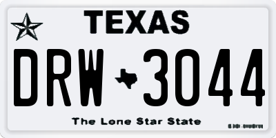 TX license plate DRW3044
