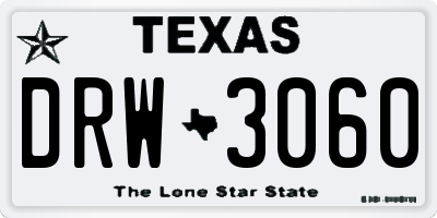 TX license plate DRW3060