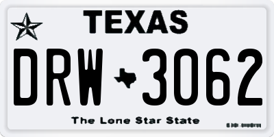 TX license plate DRW3062