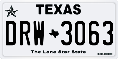 TX license plate DRW3063