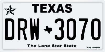 TX license plate DRW3070