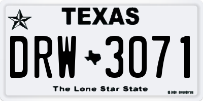 TX license plate DRW3071