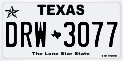 TX license plate DRW3077