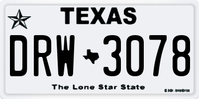 TX license plate DRW3078