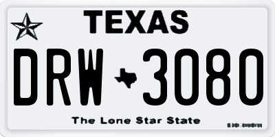 TX license plate DRW3080