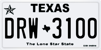 TX license plate DRW3100