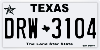 TX license plate DRW3104