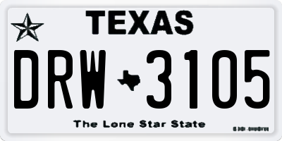 TX license plate DRW3105