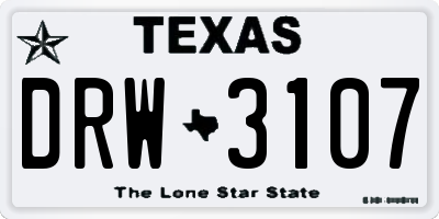 TX license plate DRW3107