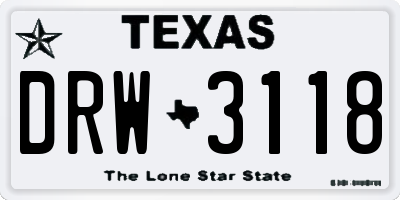 TX license plate DRW3118