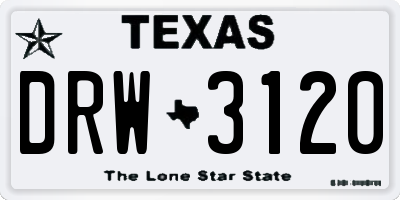 TX license plate DRW3120
