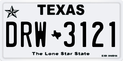 TX license plate DRW3121