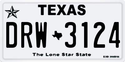 TX license plate DRW3124