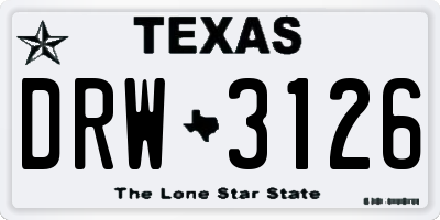 TX license plate DRW3126