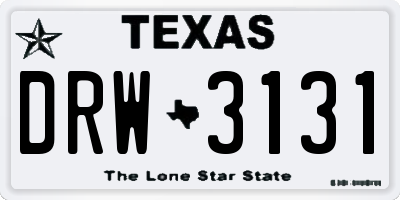 TX license plate DRW3131