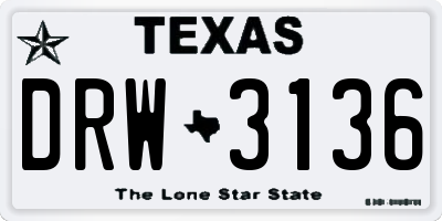 TX license plate DRW3136