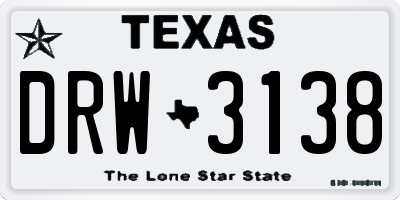 TX license plate DRW3138